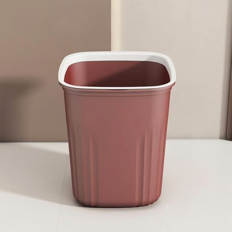 Coș de gunoi pătrat fără capac, model nordic cu dungi, 10 L, pentru bucătărie, baie sau sufragerie