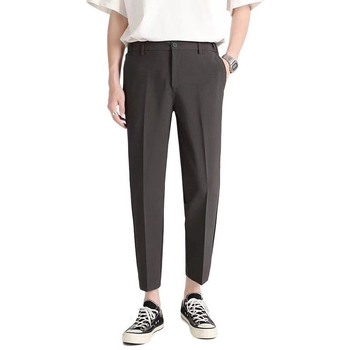 Ανδρικά παντελόνια σε κορεατικό στυλ, cropped dress pants, στενό κόψιμο με ρέοντα ύφος, casual μακριά παντελόνια