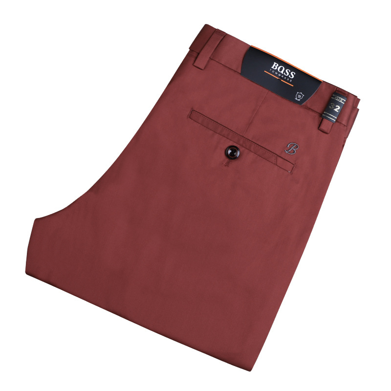 Pantaloni casual pentru bărbați, vară, croială dreaptă, ușori, din bumbac, stil business casual