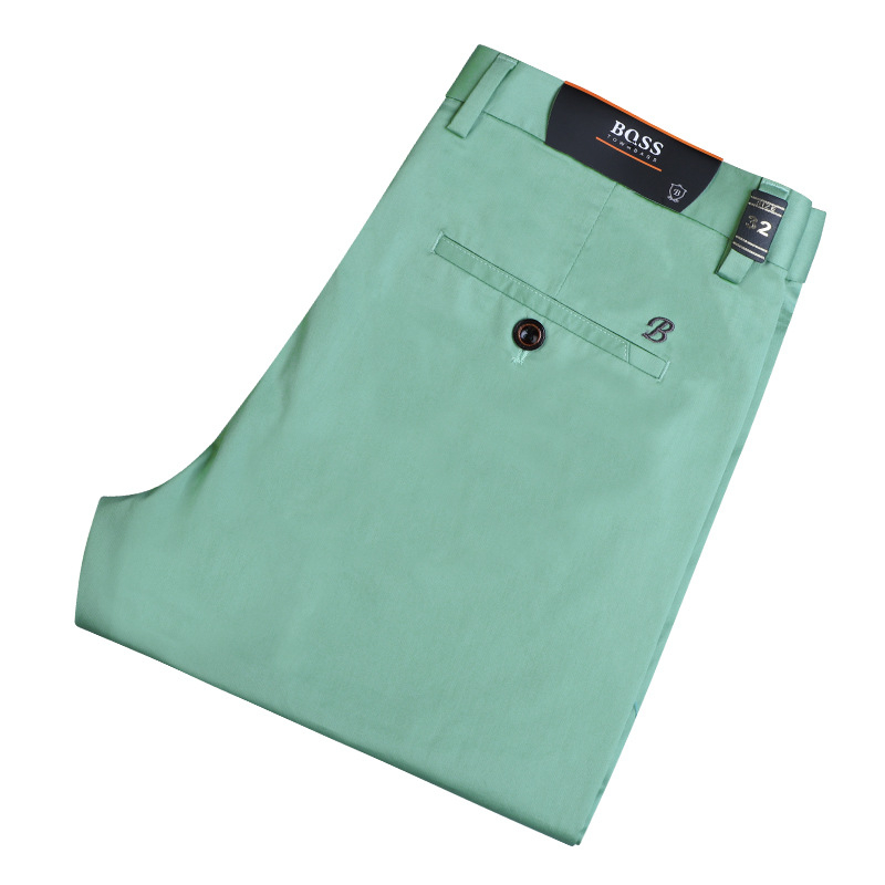 Pantaloni casual pentru bărbați, vară, croială dreaptă, ușori, din bumbac, stil business casual
