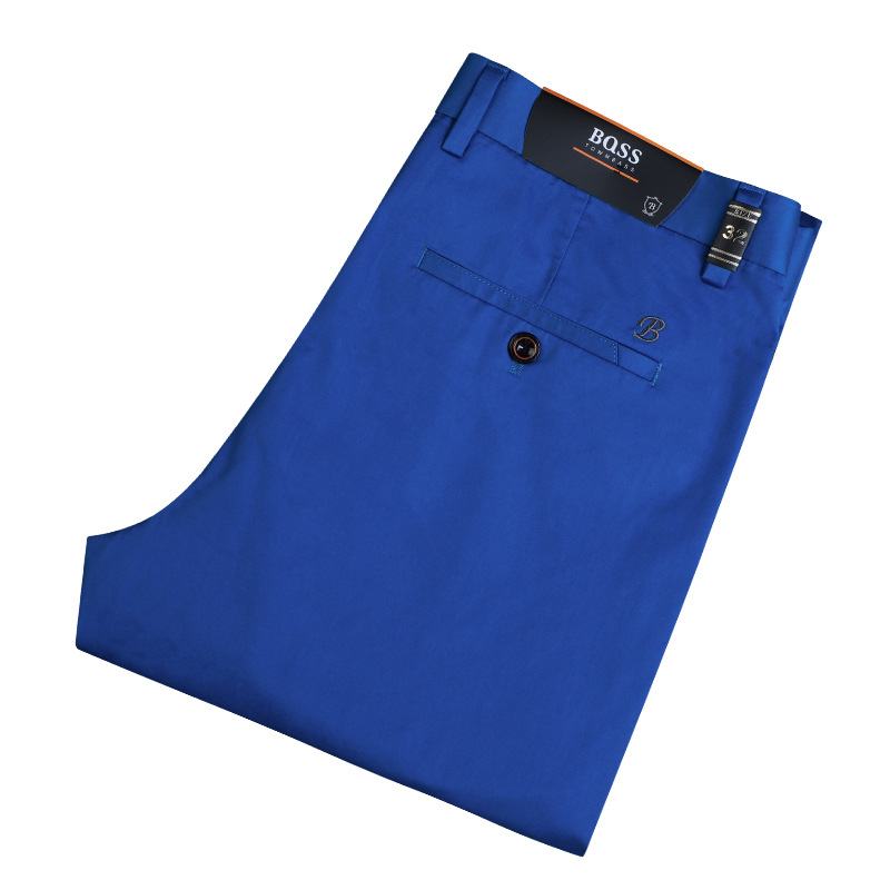 Pantaloni casual pentru bărbați, vară, croială dreaptă, ușori, din bumbac, stil business casual