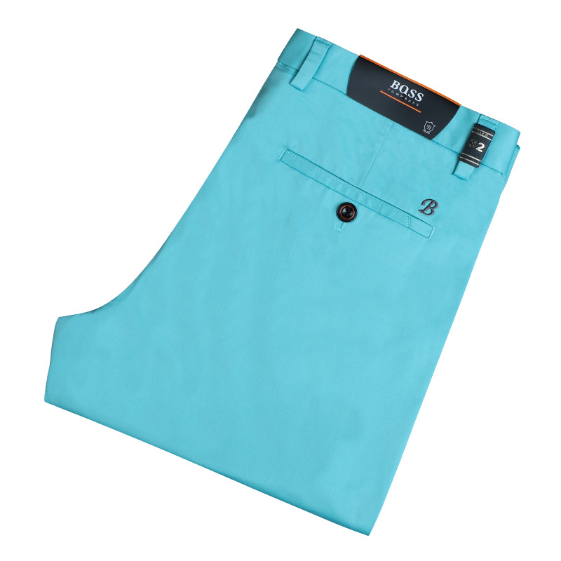Pantaloni casual pentru bărbați, vară, croială dreaptă, ușori, din bumbac, stil business casual