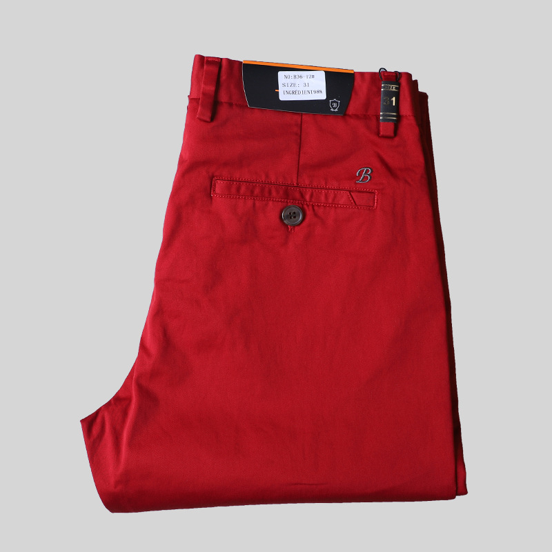 Pantaloni casual pentru bărbați, vară, croială dreaptă, ușori, din bumbac, stil business casual