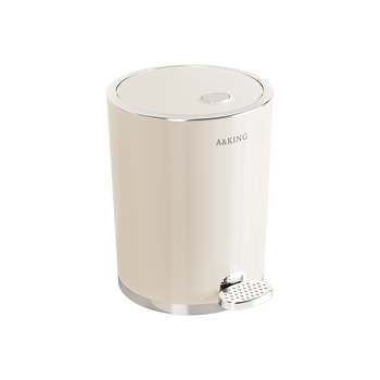 Coș crem cu pedală și capac, 10 L, pentru living, bucătărie și baie