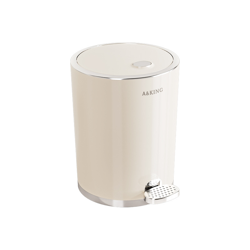 Coș crem cu pedală și capac, 10 L, pentru living, bucătărie și baie
