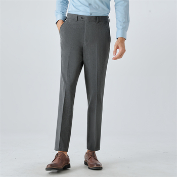 Pantaloni negri de costum pentru bărbați, primăvară–toamnă, stil coreean, croială dreaptă, slim, rezistenți la cute, ușor elastici, pantaloni business casual