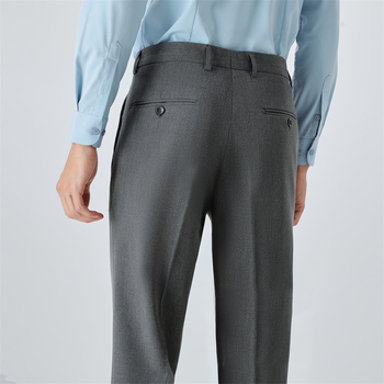 Pantaloni negri de costum pentru bărbați, primăvară–toamnă, stil coreean, croială dreaptă, slim, rezistenți la cute, ușor elastici, pantaloni business casual
