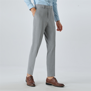 Pantaloni negri de costum pentru bărbați, primăvară–toamnă, stil coreean, croială dreaptă, slim, rezistenți la cute, ușor elastici, pantaloni business casual