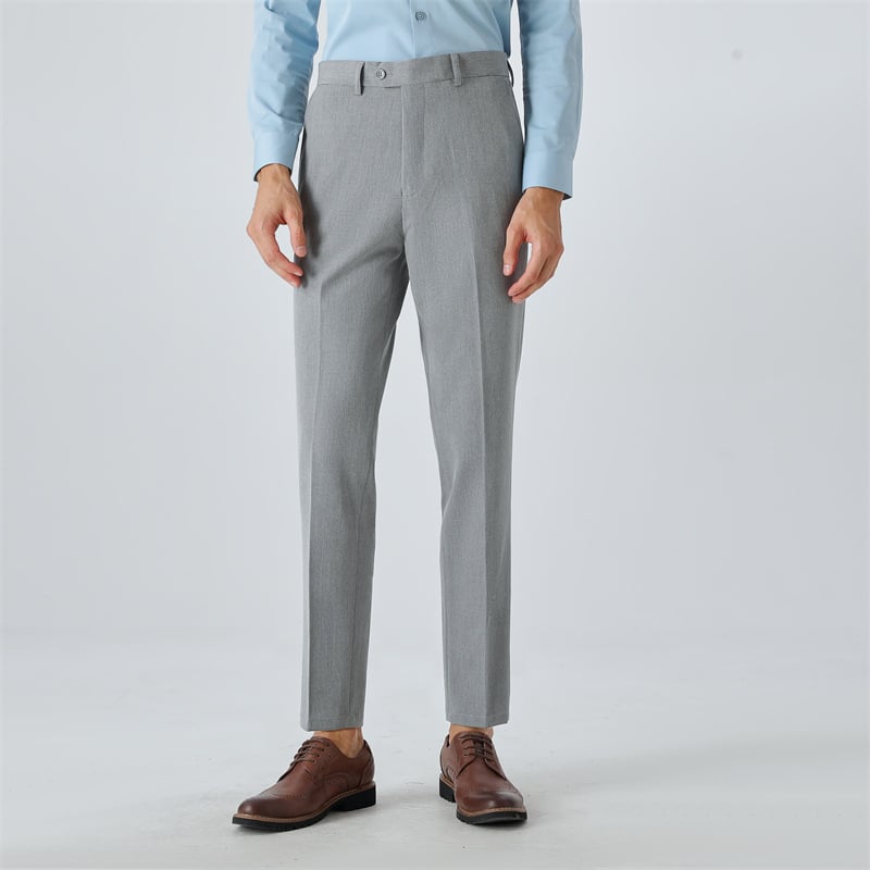 Pantaloni negri de costum pentru bărbați, primăvară–toamnă, stil coreean, croială dreaptă, slim, rezistenți la cute, ușor elastici, pantaloni business casual