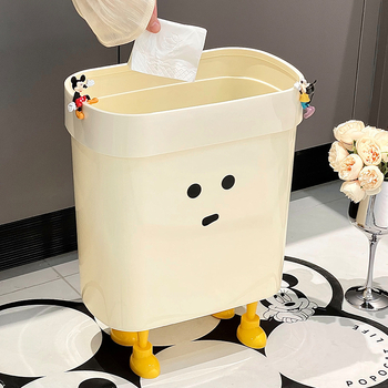Coș de gunoi casnic, mare capacitate, din plastic, cu design de desene animate, oval, pentru living, bucătărie, baie și dormitor
