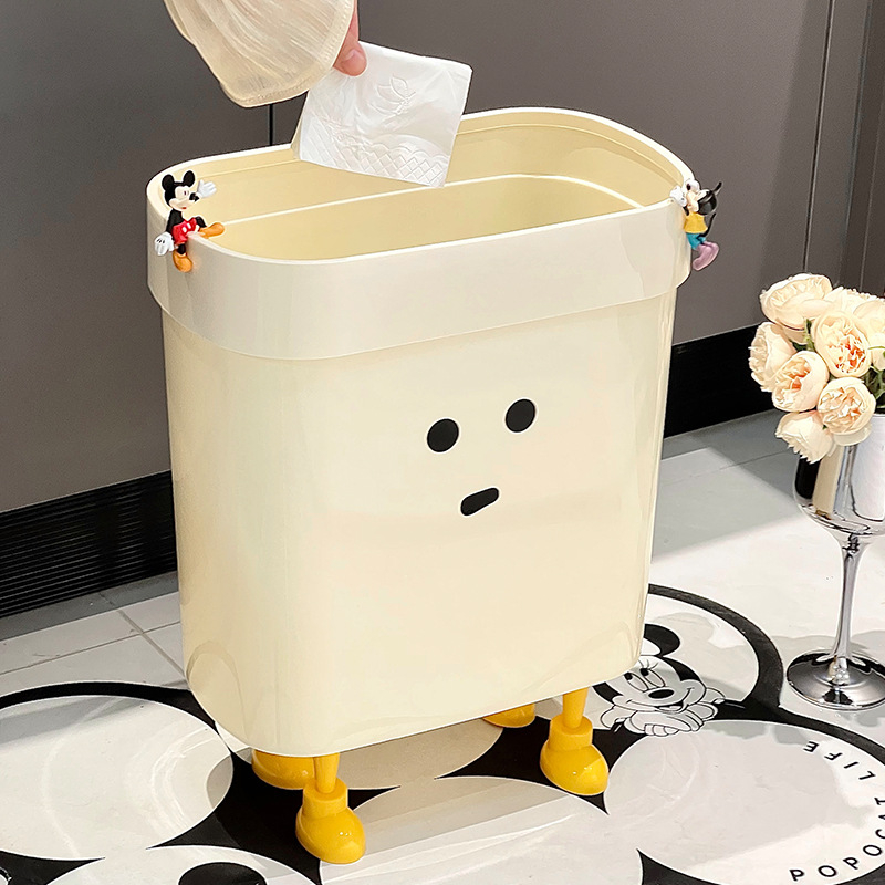 Coș de gunoi casnic, mare capacitate, din plastic, cu design de desene animate, oval, pentru living, bucătărie, baie și dormitor