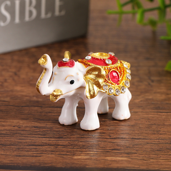 Cutie de bijuterii emailată în formă de elefant, elegantă și rafinată, cu accente de diamant, cutie de depozitare multifuncțională