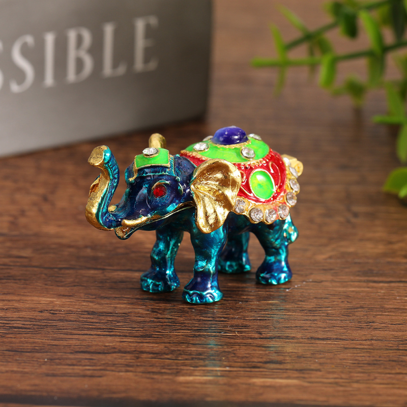 Cutie de bijuterii emailată în formă de elefant, elegantă și rafinată, cu accente de diamant, cutie de depozitare multifuncțională