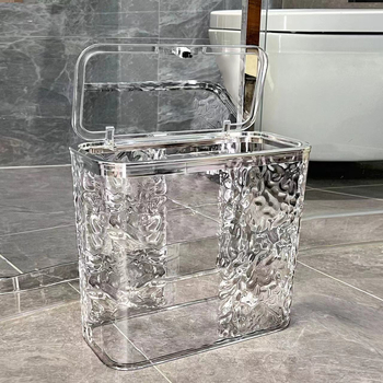 Coș de gunoi îngust pentru baie, cu capac, 12 L, din plastic, pentru baie, sufragerie sau dormitor