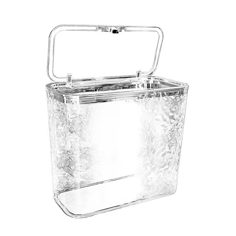 Coș de gunoi îngust pentru baie, cu capac, 12 L, din plastic, pentru baie, sufragerie sau dormitor