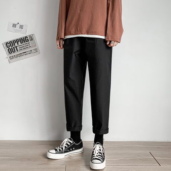 Pantaloni casual pentru bărbați, lungime de 3/4, croială lejeră, plus size, croială dreaptă, material cu cădere