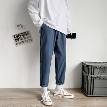 Pantaloni casual pentru bărbați, lungime de 3/4, croială lejeră, plus size, croială dreaptă, material cu cădere
