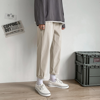 Pantaloni casual pentru bărbați, lungime de 3/4, croială lejeră, plus size, croială dreaptă, material cu cădere