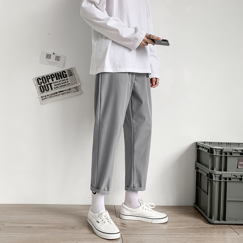 Pantaloni casual pentru bărbați, lungime de 3/4, croială lejeră, plus size, croială dreaptă, material cu cădere