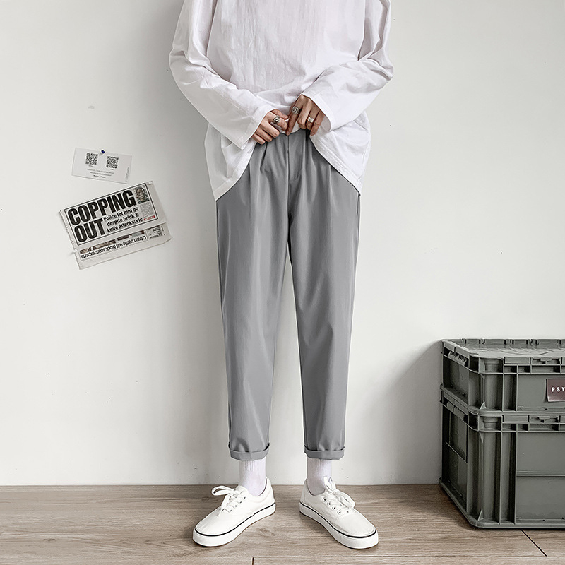 Pantaloni casual pentru bărbați, lungime de 3/4, croială lejeră, plus size, croială dreaptă, material cu cădere