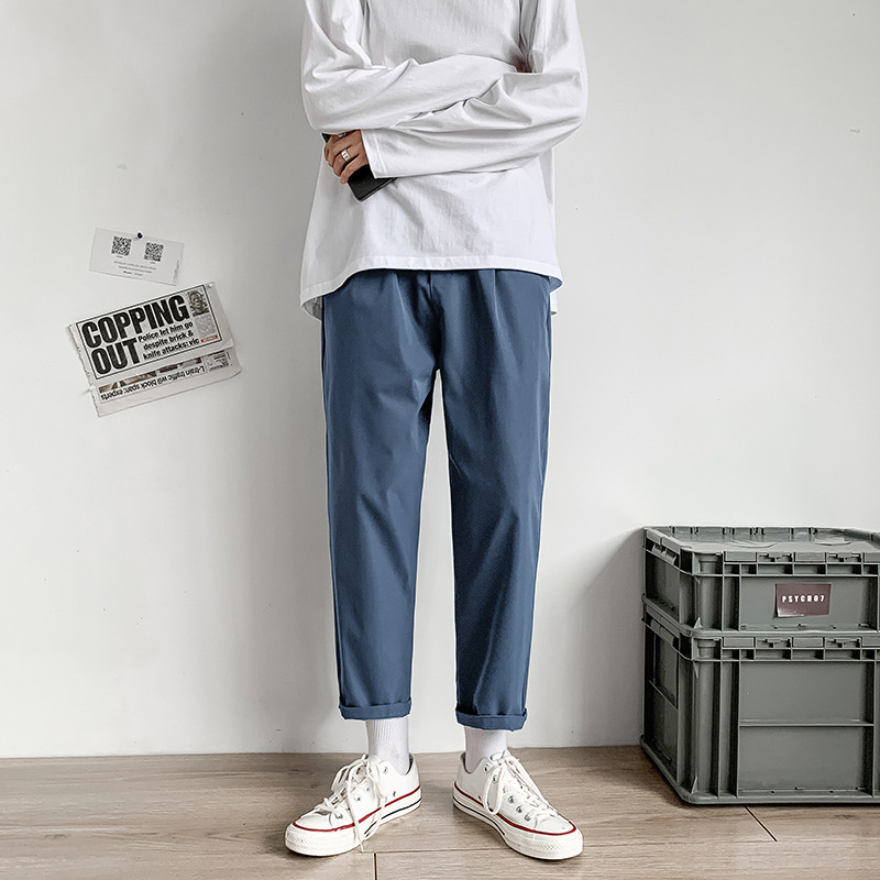 Pantaloni casual pentru bărbați, lungime de 3/4, croială lejeră, plus size, croială dreaptă, material cu cădere