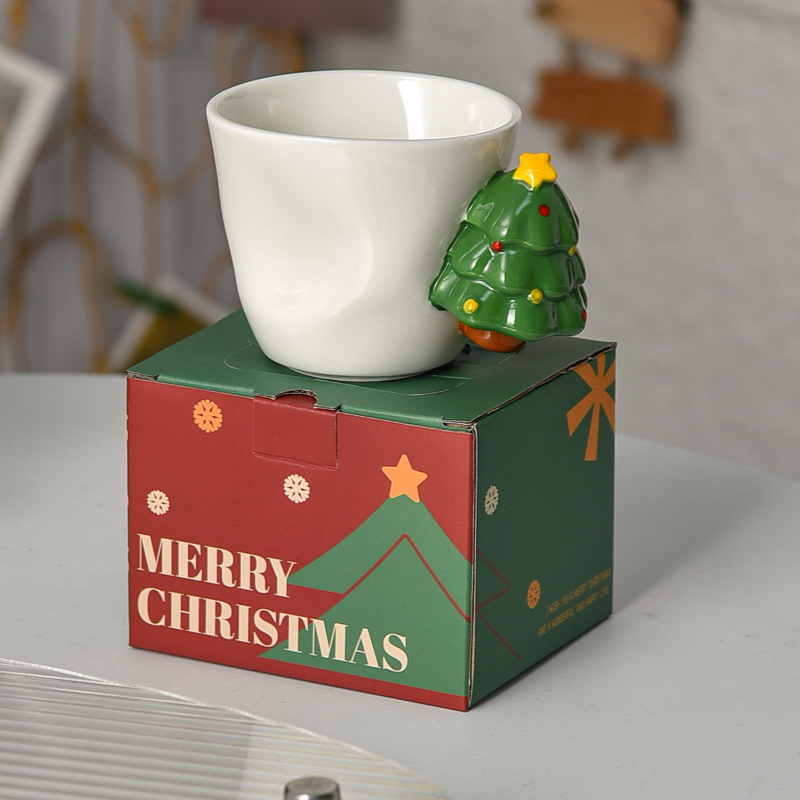 Cană de cafea ceramică cu mâner 3D al lui Moș Crăciun, design drăguț pentru ceai de după-amiază acasă, cadou pentru prieteni și studenți