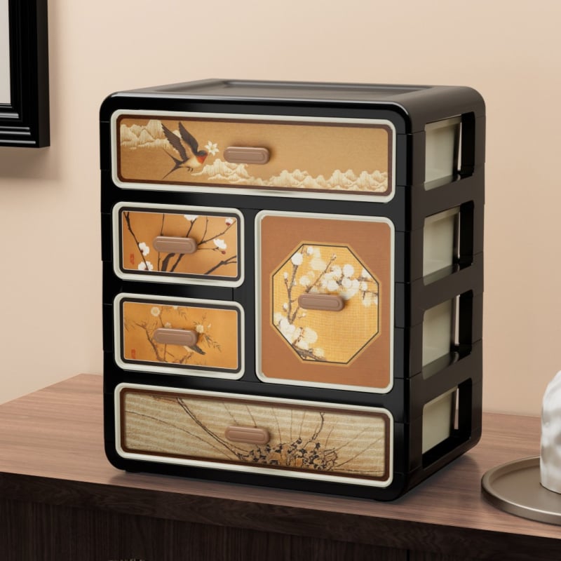 Cutie de depozitare cu sertare, stil vintage, organizator de birou multistrat pentru cosmetice și gustări