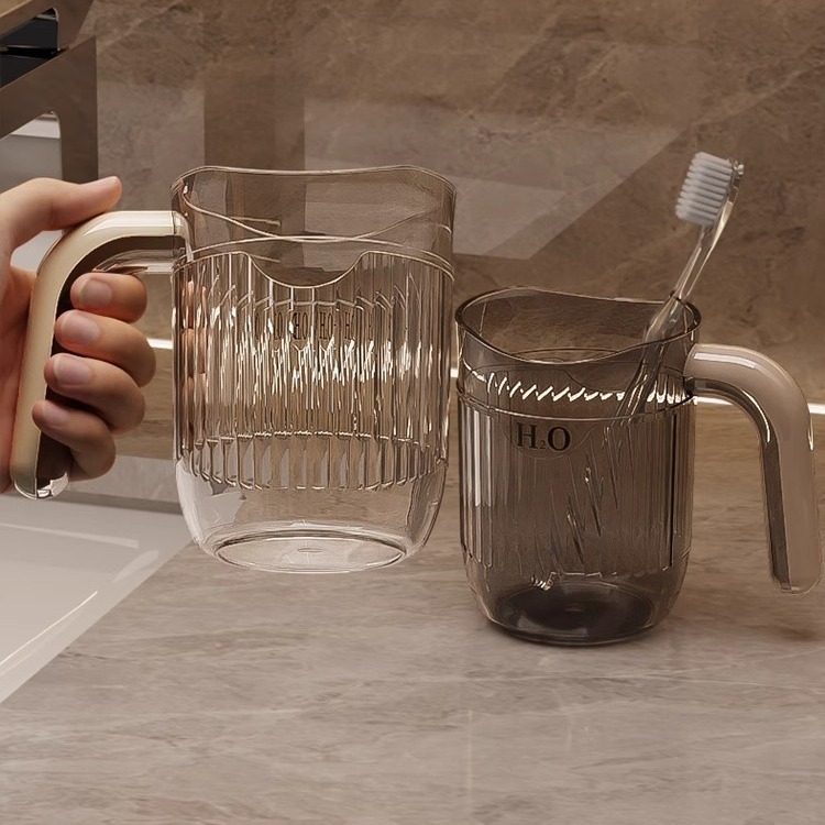 Pahar PET rezistent la căldură pentru igiena orală, cu mâner, transparent, design minimalist, calitate alimentară, rezistent la pete