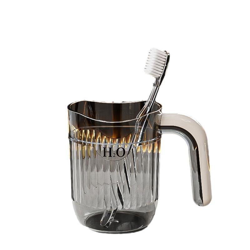 Pahar PET rezistent la căldură pentru igiena orală, cu mâner, transparent, design minimalist, calitate alimentară, rezistent la pete