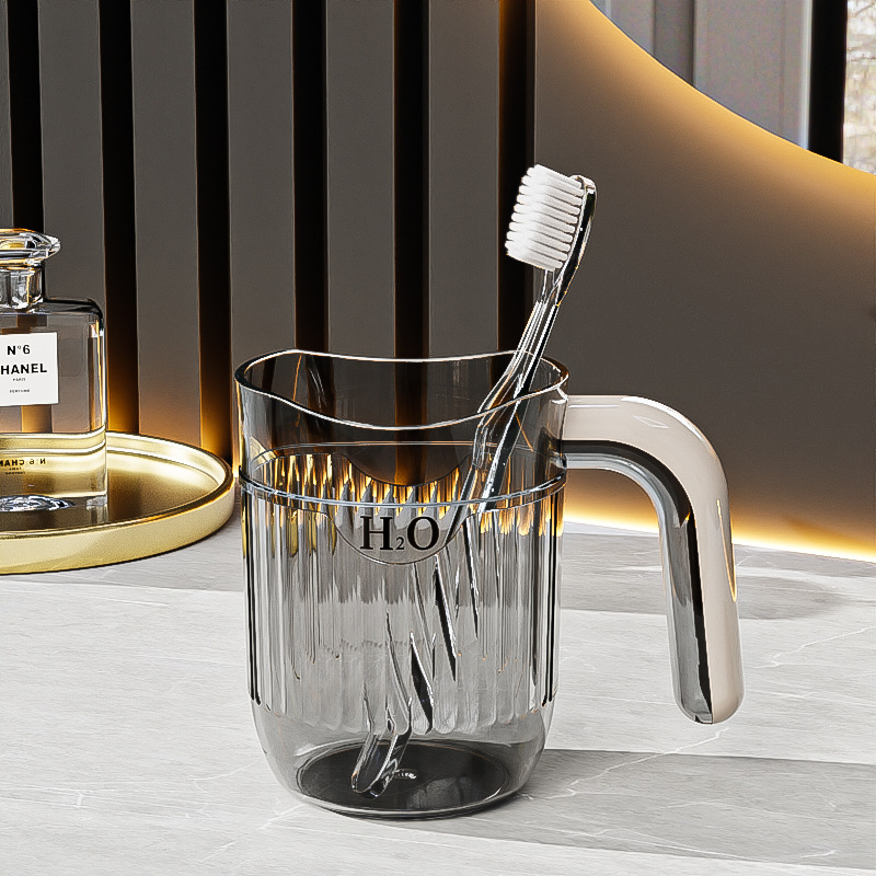 Pahar PET rezistent la căldură pentru igiena orală, cu mâner, transparent, design minimalist, calitate alimentară, rezistent la pete
