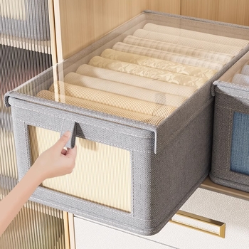 Cutie de depozitare pentru haine cu capac, organizator stratificat cu sertare pentru garderobă, din material Oxford