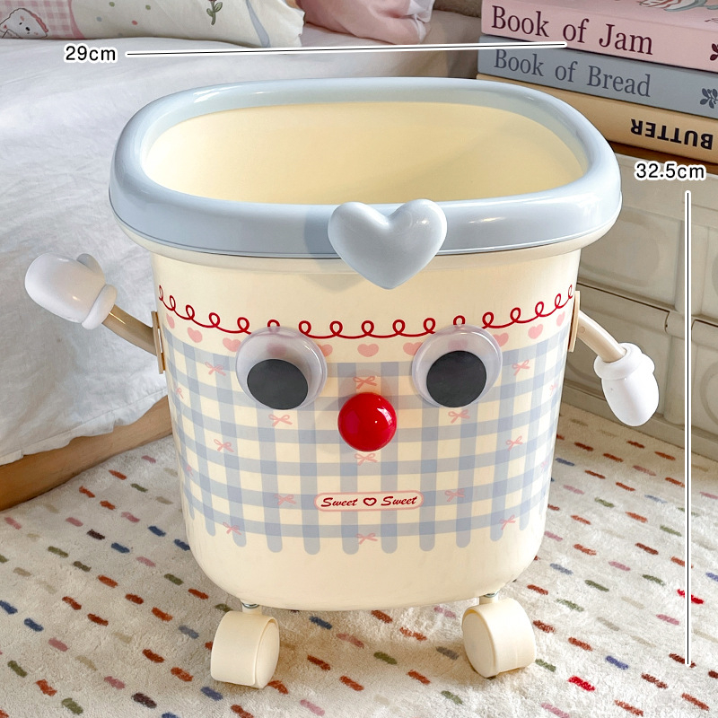 Coș de gunoi cu roți, 12 L, capacitate mare, pentru uz casnic, potrivit pentru living sau dormitor