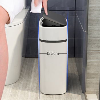Coș de gunoi pentru baie, stil japonez, cu capac care se apasă, 12 L, plastic, cilindru lung