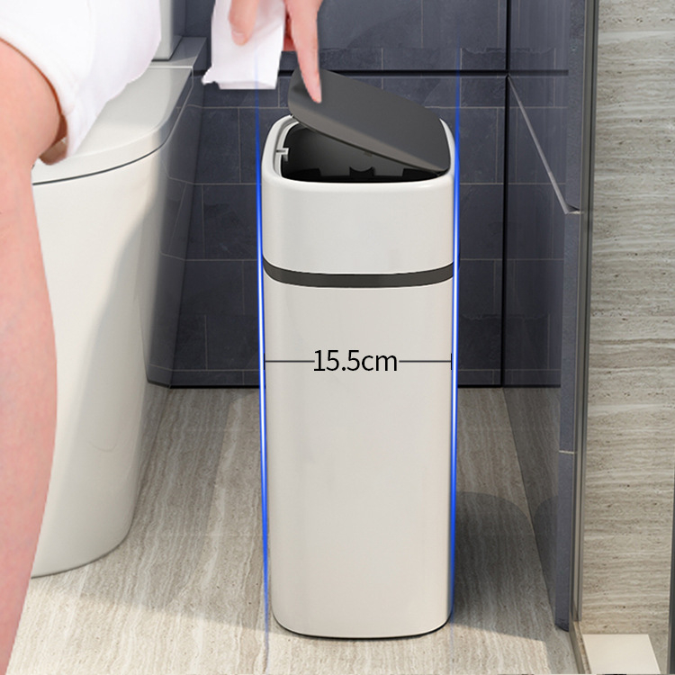 Coș de gunoi pentru baie, stil japonez, cu capac care se apasă, 12 L, plastic, cilindru lung