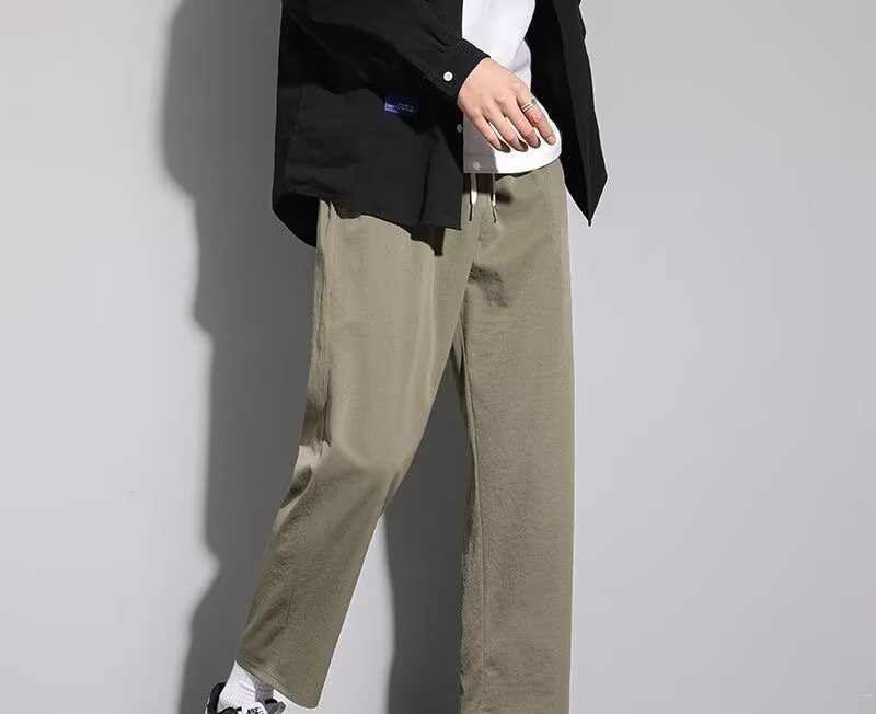 Pantaloni bărbați cropped, croială harém cu drapaj, slim fit, casual-eleganți pentru primăvară, vară și toamnă