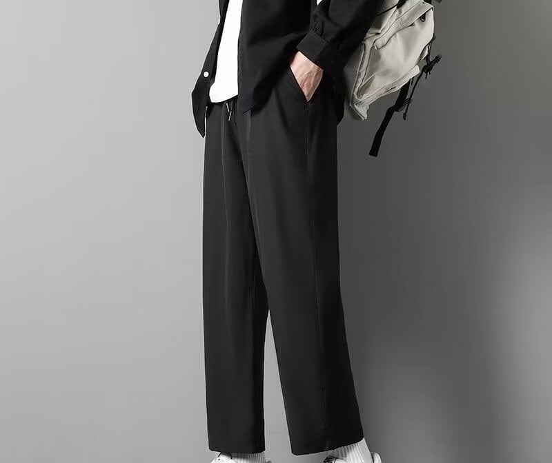 Pantaloni bărbați cropped, croială harém cu drapaj, slim fit, casual-eleganți pentru primăvară, vară și toamnă