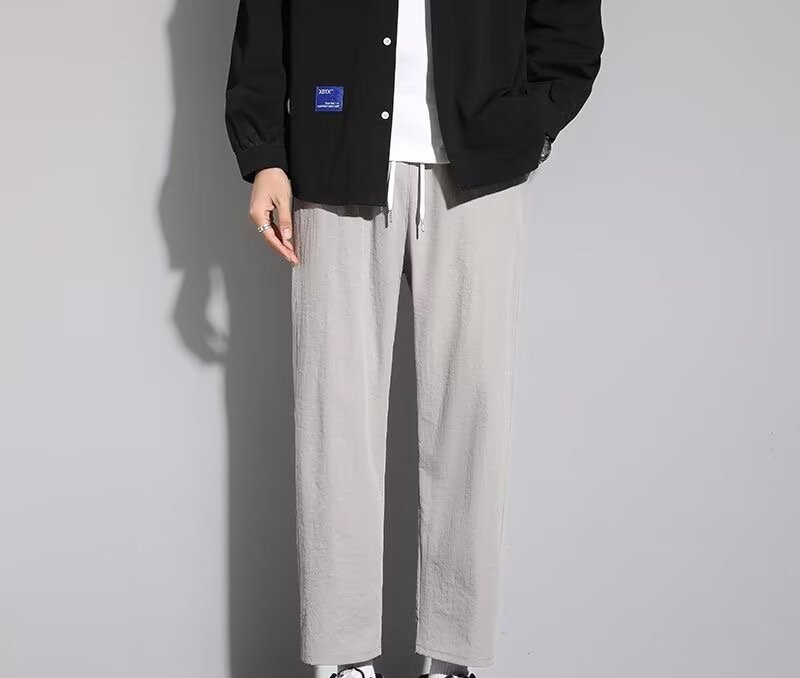Pantaloni bărbați cropped, croială harém cu drapaj, slim fit, casual-eleganți pentru primăvară, vară și toamnă