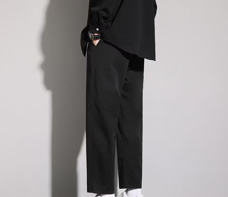 Pantaloni bărbați cropped, croială harém cu drapaj, slim fit, casual-eleganți pentru primăvară, vară și toamnă