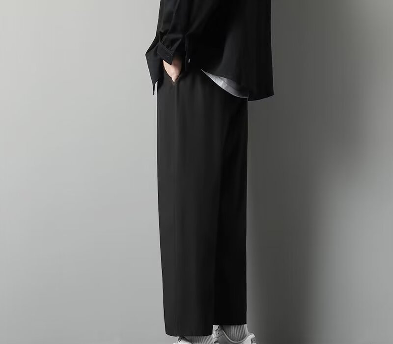 Pantaloni bărbați cropped, croială harém cu drapaj, slim fit, casual-eleganți pentru primăvară, vară și toamnă