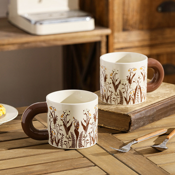 Cană ceramică în stil antic, ceașcă de cafea vintage pentru birou și cadou