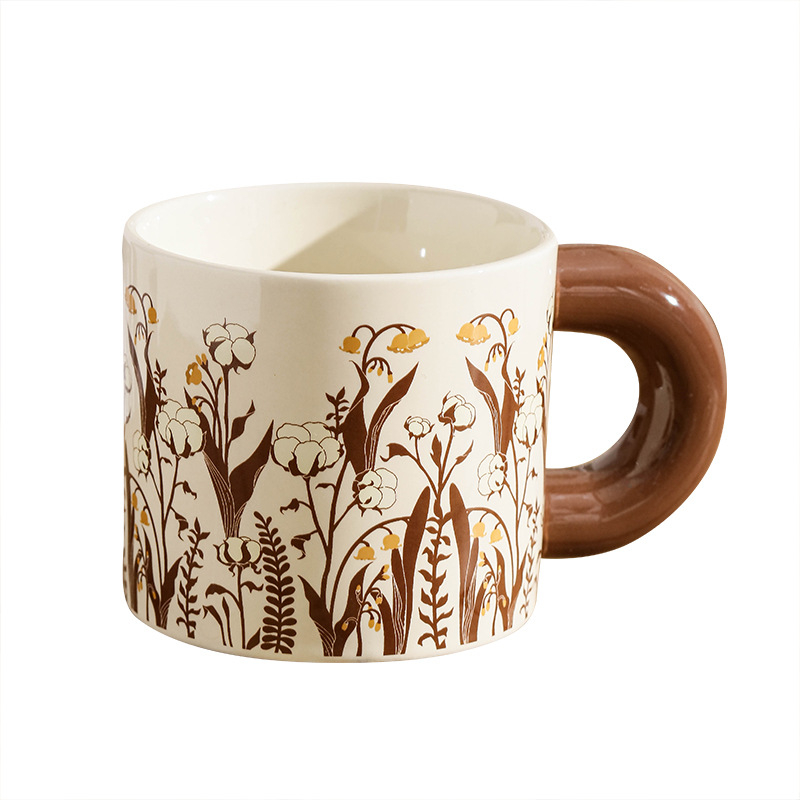 Cană ceramică în stil antic, ceașcă de cafea vintage pentru birou și cadou