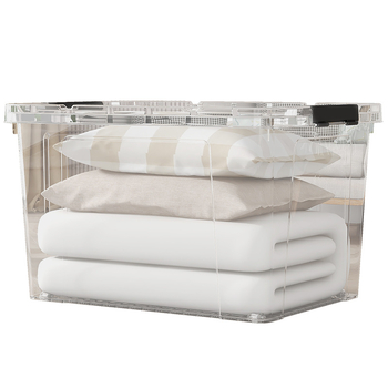 Cutie transparentă de depozitare cu capac pentru haine, din plastic, capacitate mare, multifuncțională