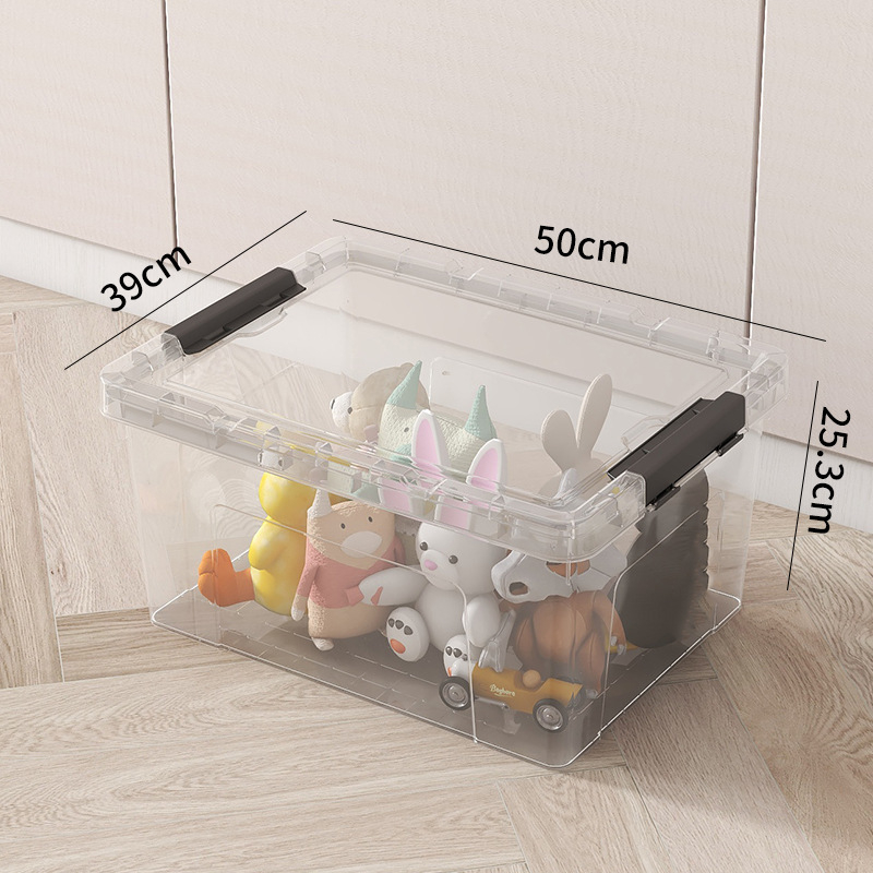 Cutie transparentă de depozitare cu capac pentru haine, din plastic, capacitate mare, multifuncțională