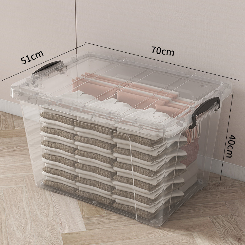 Cutie transparentă de depozitare cu capac pentru haine, din plastic, capacitate mare, multifuncțională