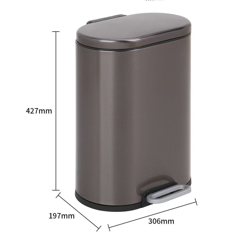 Coș de gunoi cu pedala din oțel inoxidabil, capac, 12 L, pentru baie și bucătărie