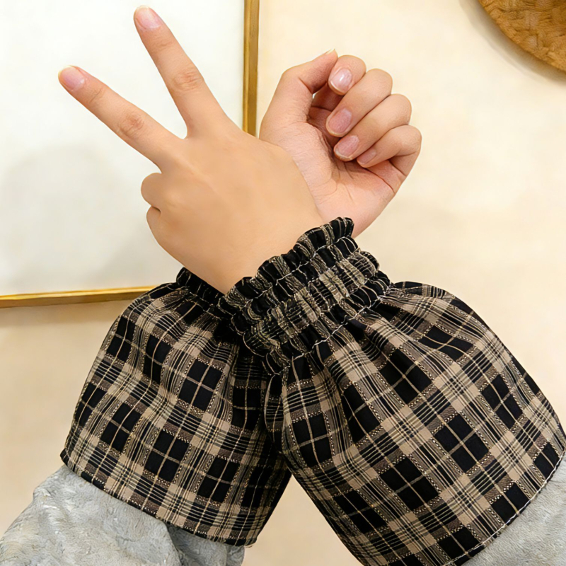 Protectii pentru mâneci anti-murdărie pentru casă și birou, carouri în stil japonez, unisex, utilizare zilnică, poliester