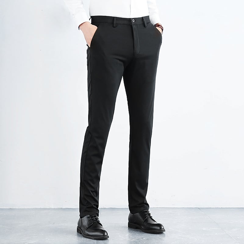 Pantaloni casual de vară pentru bărbați, din material ice silk, croială Slim, micro-elastici, fără cute, croială dreaptă