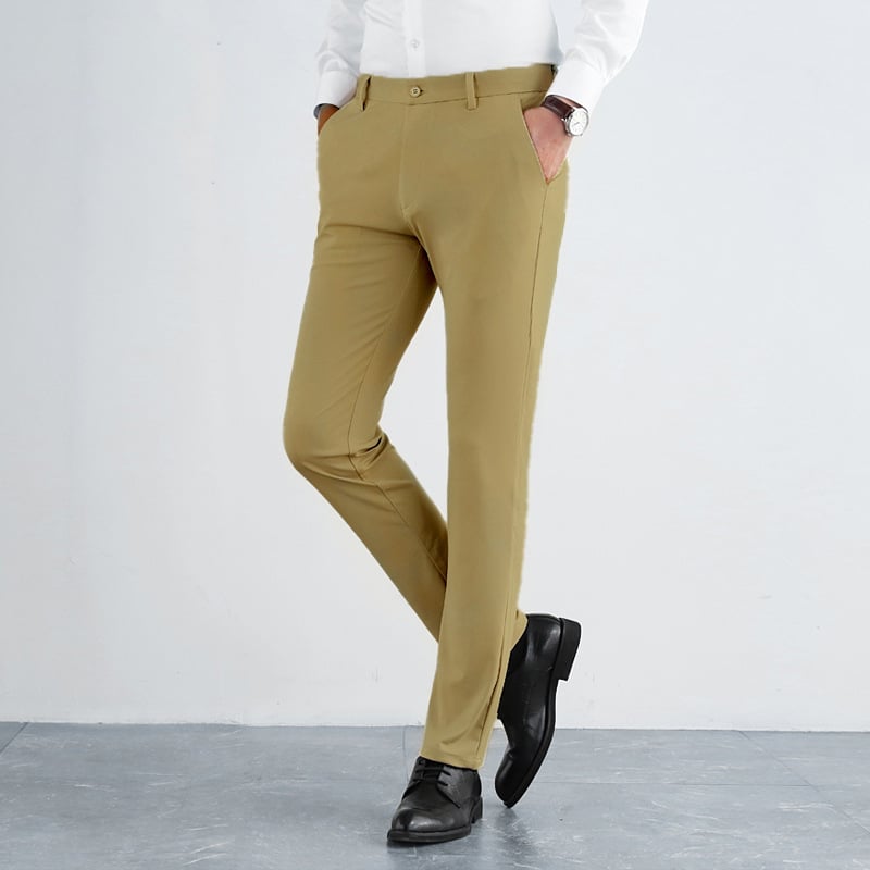 Pantaloni casual de vară pentru bărbați, din material ice silk, croială Slim, micro-elastici, fără cute, croială dreaptă