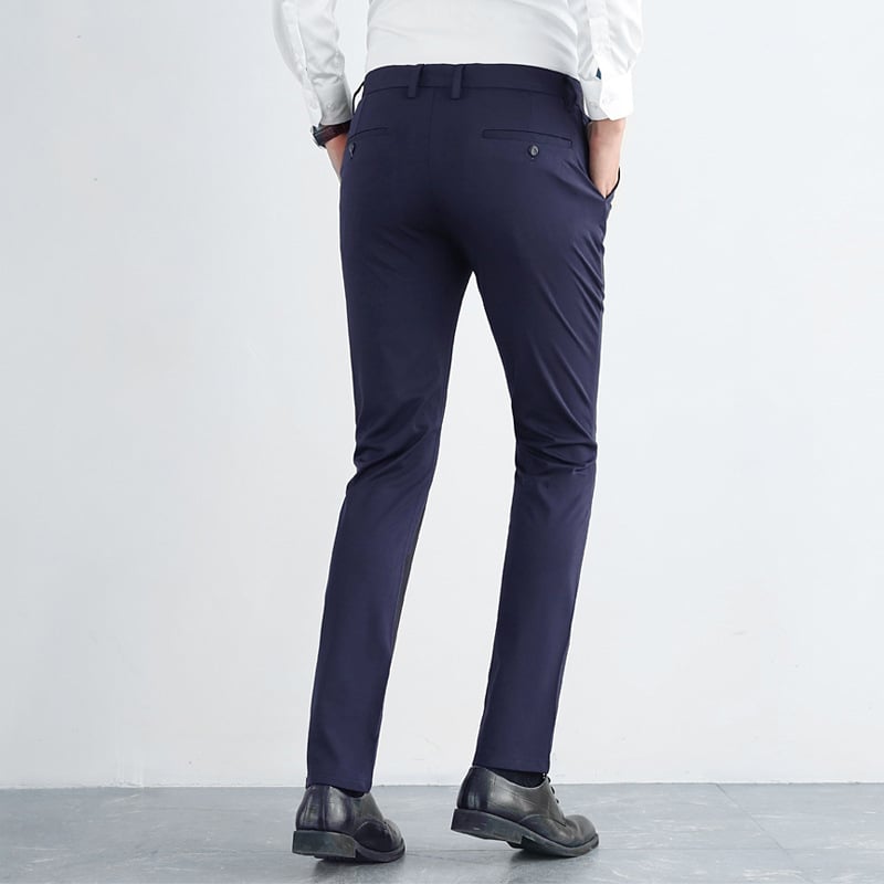 Pantaloni casual de vară pentru bărbați, din material ice silk, croială Slim, micro-elastici, fără cute, croială dreaptă