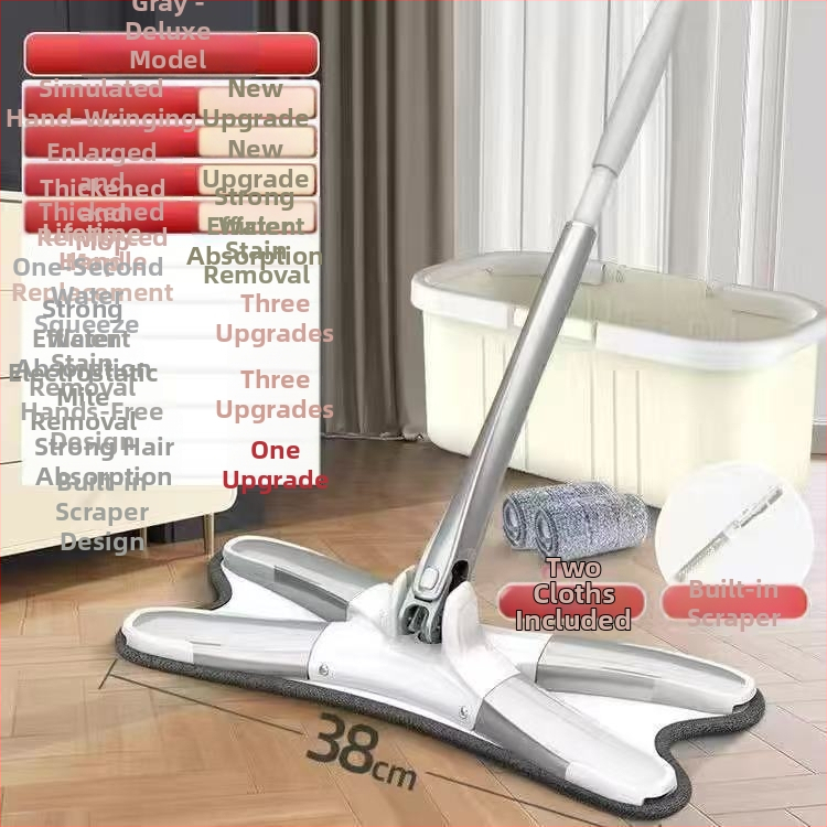 Veľký plochý mop na domáce použitie, absorbentná utierka na mop, čistenie v jednom kroku, bez dotyku rukami, dvojité použitie pre suché a mokré čistenie, vhodný pre internát